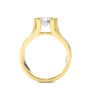 1.5 Ct Three Row Split Shank Moissanite Engagement Ring in Yellow Gold