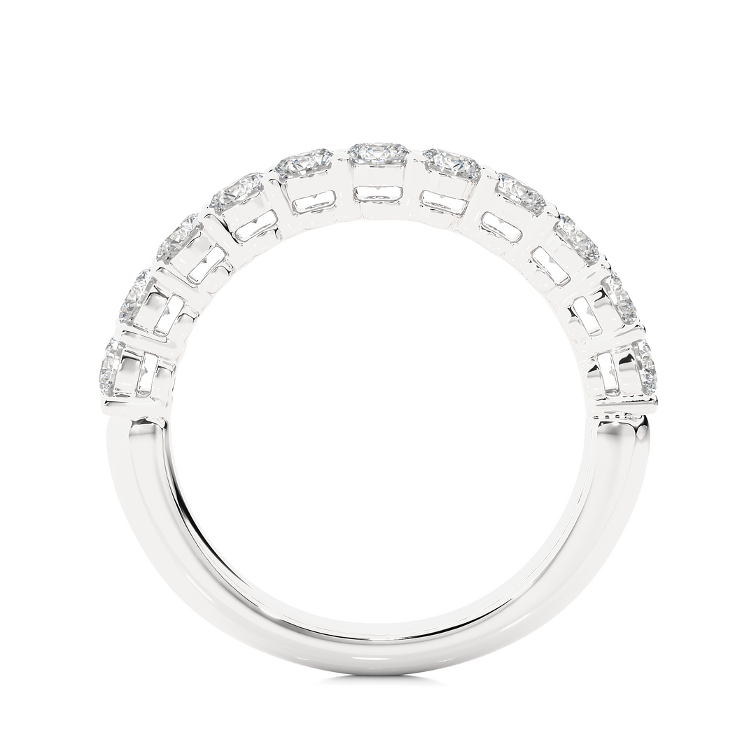 1 Carat Round Moissanite Traditional Shank Half Eternity Band In Silver