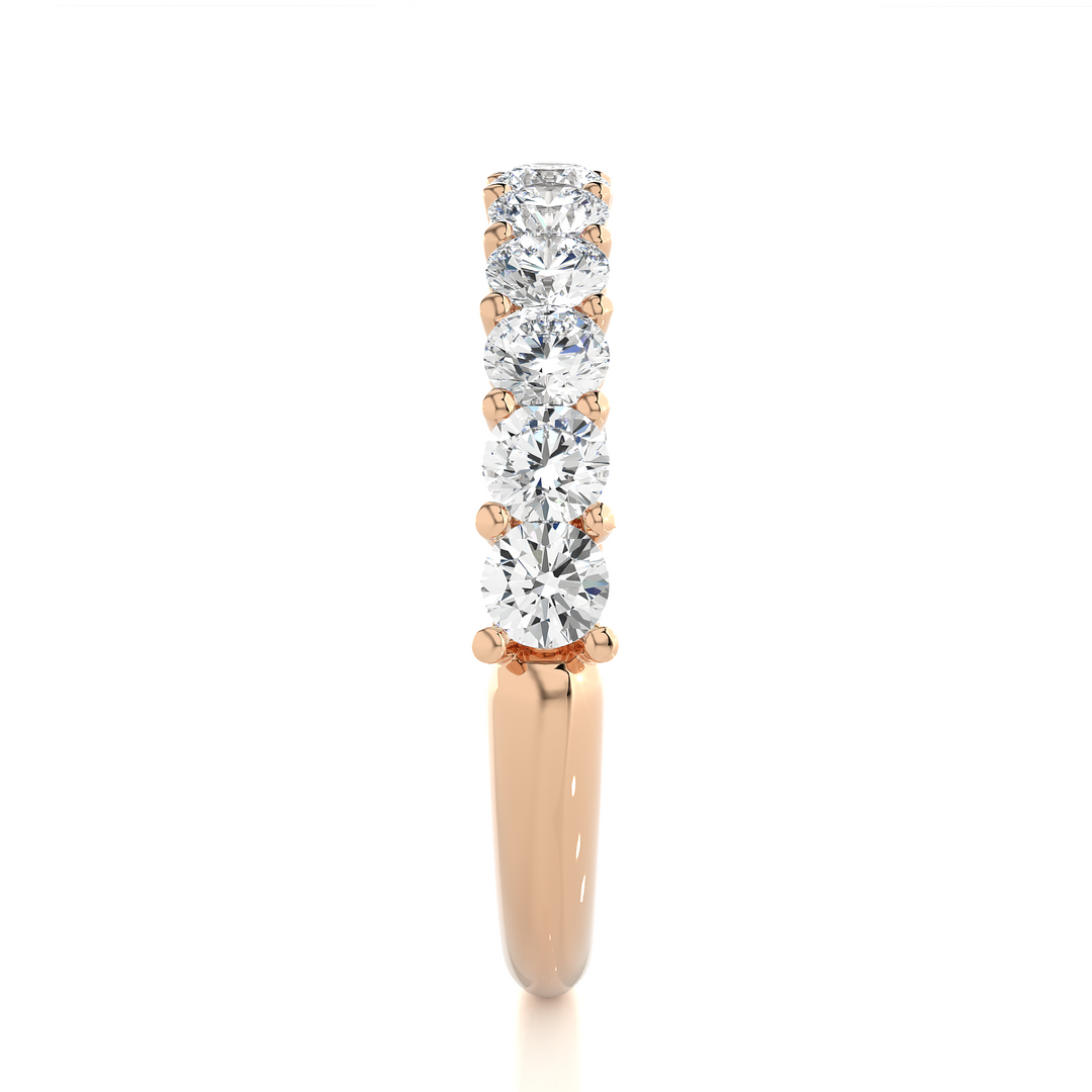 1 Carat Round Moissanite Traditional Shank Half Eternity Band In Rose Gold