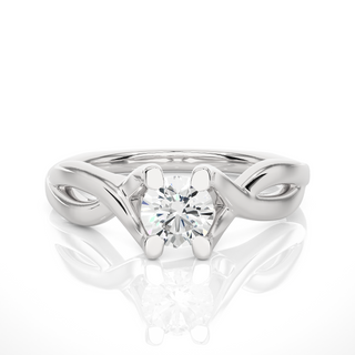Twisted Solitaire Moissanite Engagement Ring silver