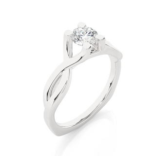 1 Ct Twisted Solitaire Moissanite Engagement Ring in Silver