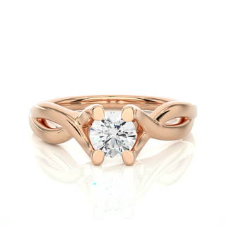 1 Ct Twisted Solitaire Moissanite Engagement Ring in Yellow Gold