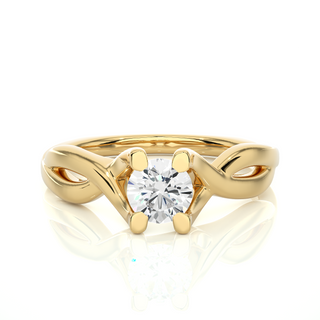 Twisted Solitaire Moissanite Engagement Ring yellow gold