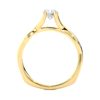 1 Ct Twisted Solitaire Moissanite Engagement Ring in Yellow Gold