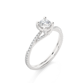 1.5 Carat Twisted Solitaire Moissanite Ring in White Gold