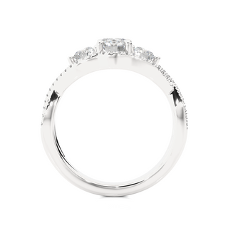 Twisted Three Stone Moissanite Engagement Ring silver