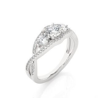Twisted Three Stone Moissanite Engagement Ring white gold