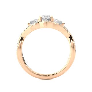 Twisted Three Stone Moissanite Engagement Ring rose gold