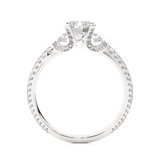 Two Pave Row With Round Stone Moissanite Ring white gold