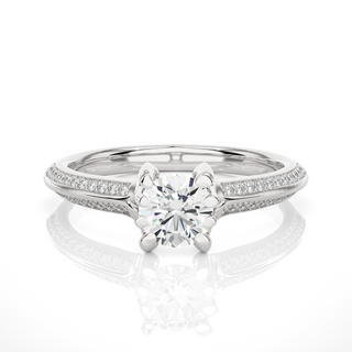 Two Row Accent Moissanite Engagement Ring silver