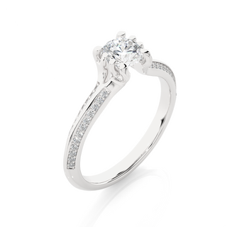 1.5 Ct Two Row Accent Moissanite Engagement Ring in Silver
