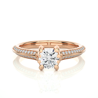 Two Row Accent Moissanite Engagement Ring rose gold