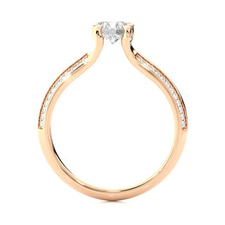 1.5 Ct Two Row Accent Moissanite Engagement Ring in Rose Gold