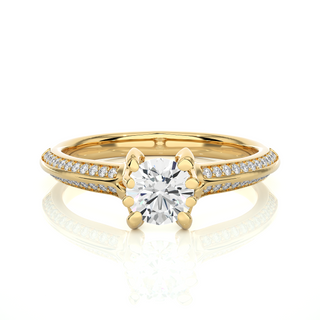 Two Row Accent Moissanite Engagement Ring yellow gold