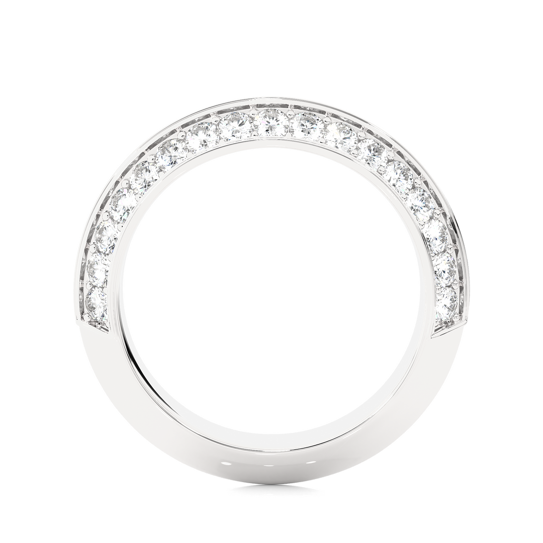 1 Ct Round Cut Moissanite Two Row Wedding Band In Silver