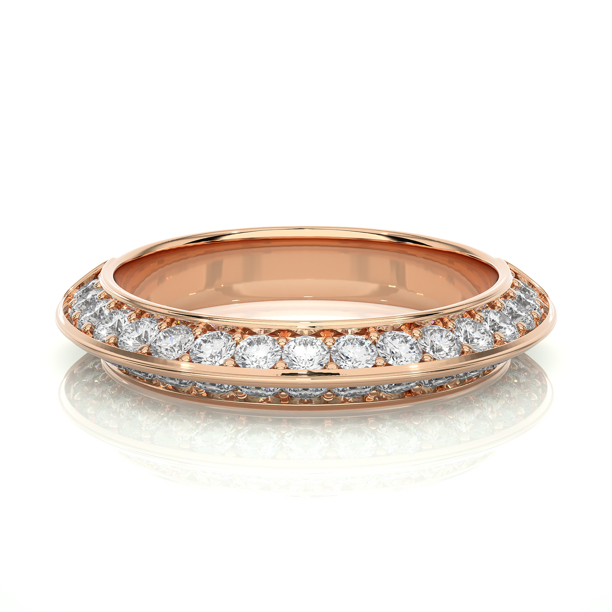 Two row moissnaite engagement band rose gold
