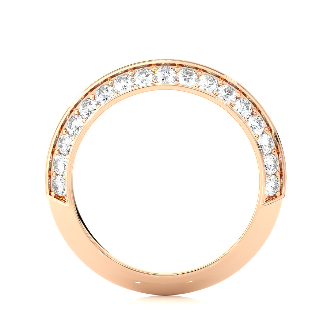 1 Ct Round Cut Moissanite Two Row Wedding Band In Rose Gold