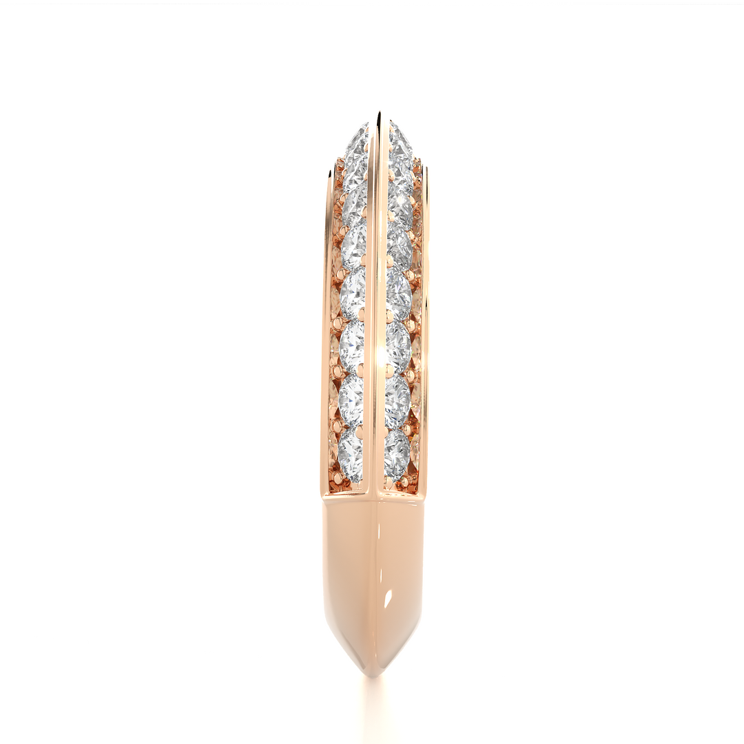 1 Ct Round Cut Moissanite Two Row Wedding Band In Rose Gold
