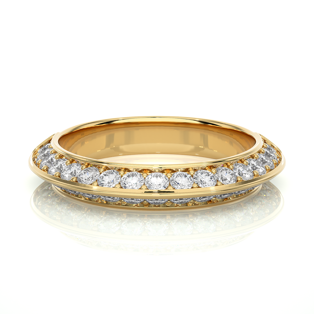 1 Ct Round Cut Moissanite Two Row Wedding Band In Silver