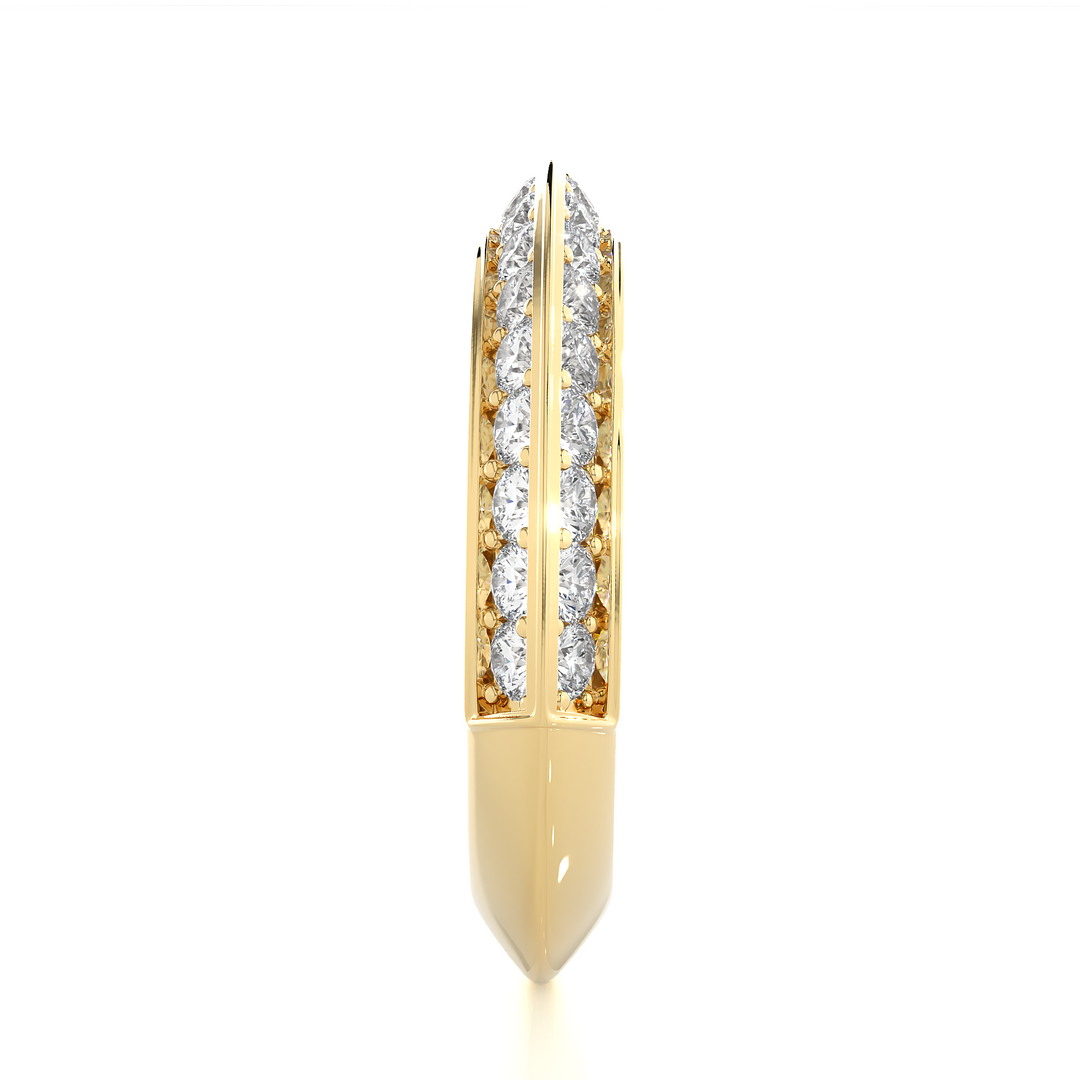 1 Ct Round Cut Moissanite Two Row Wedding Band In Yellow Gold