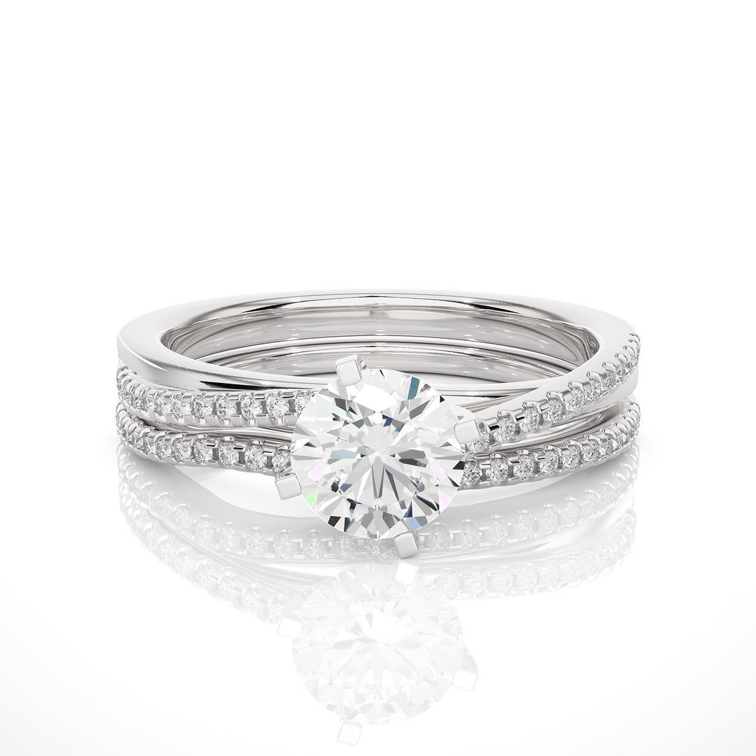 1.50 Carat Round Moissanite Bridal Set Wedding Ring In White Gold