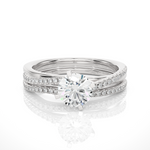Load image into Gallery viewer, 1.50 Carat Round Moissanite Bridal Set Wedding Ring In White Gold
