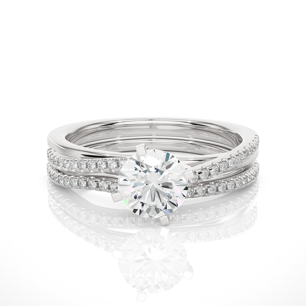 1.50 Carat Round Moissanite Bridal Set Wedding Ring In White Gold