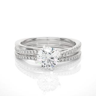1.5 Carat Moissanite Solitaire Bridal Set Wedding Ring in Rose Gold