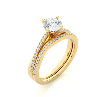 1.5 Carat Moissanite Solitaire Bridal Set Wedding Ring in Yellow Gold