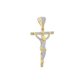 3 Carat Moissanite Jesus Cross Pendant in Yellow Gold