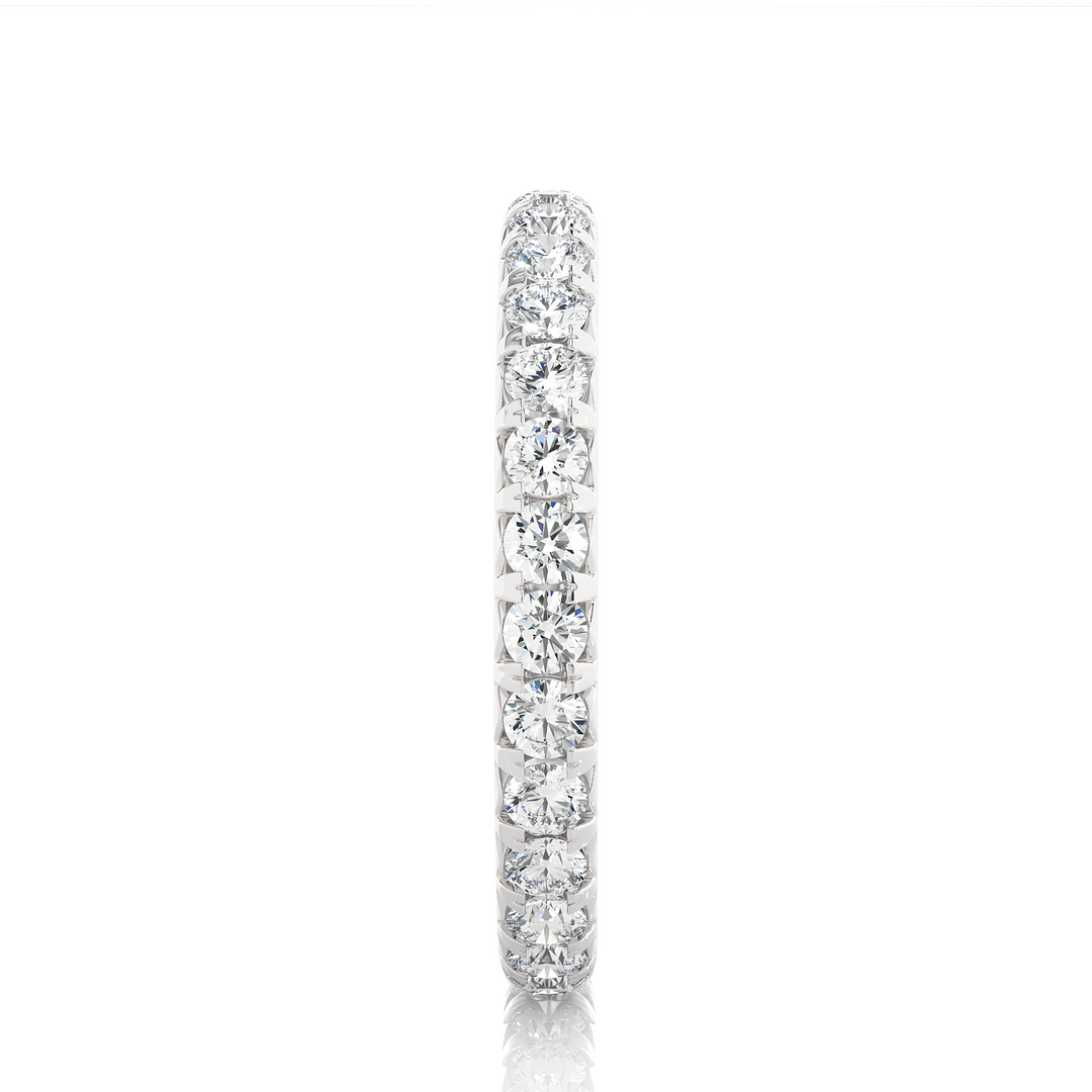 1 Carat Round V-Prong Moissanite Wedding Band in White Gold