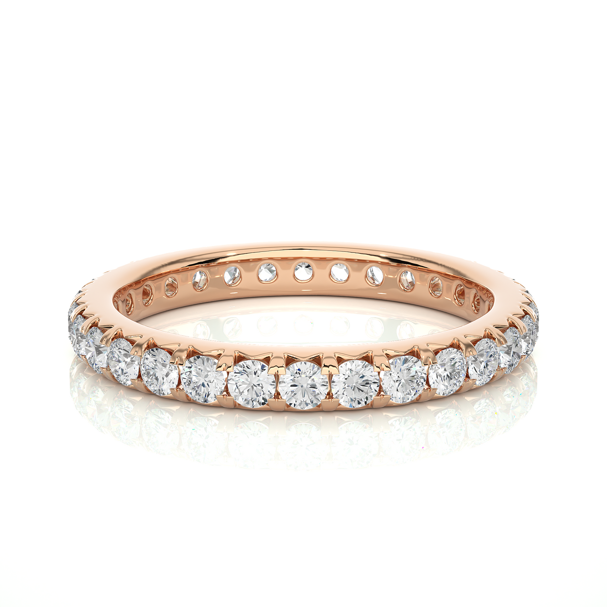 V prong moissanite ring rose gold