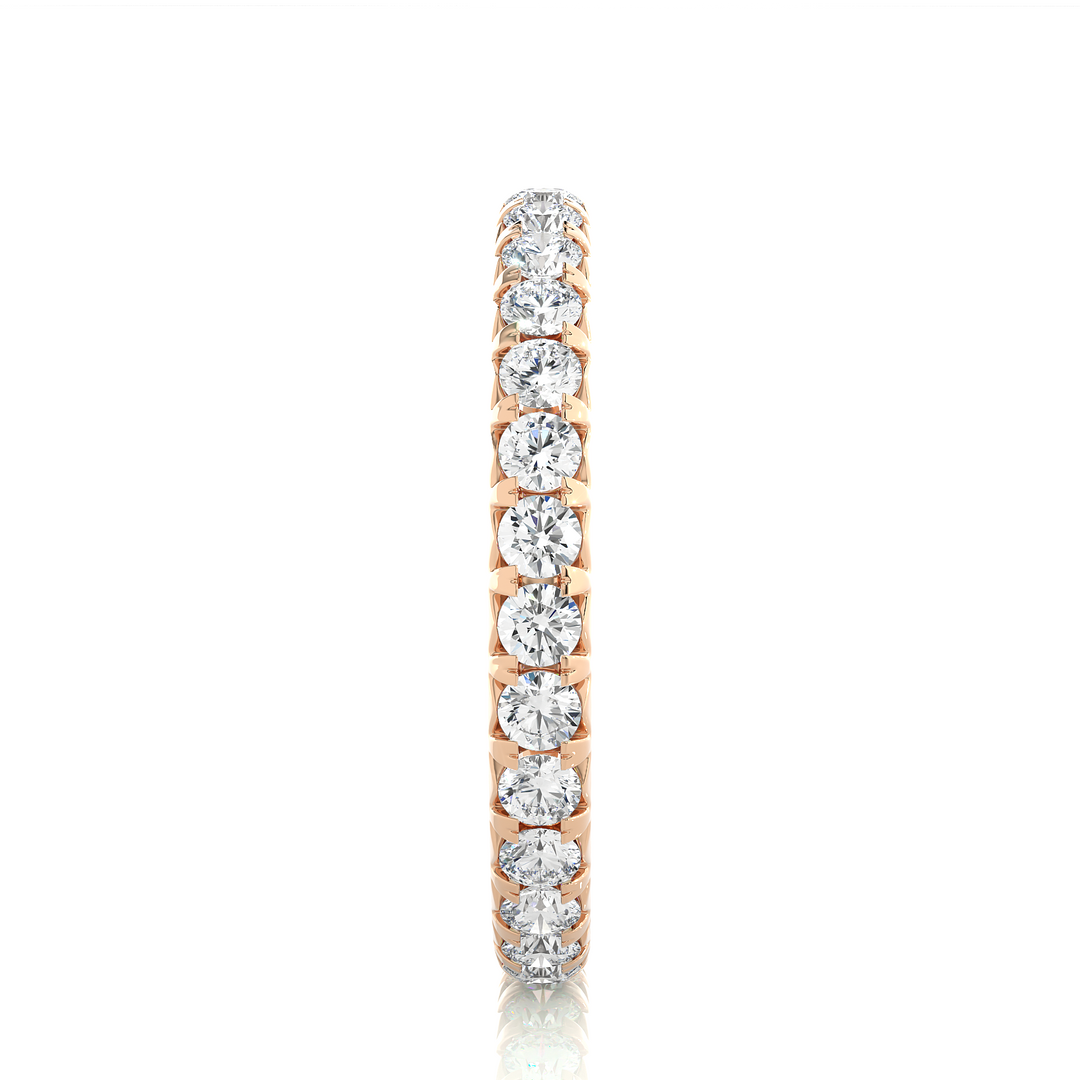 1 Ct Round Cut V-Prong Moissanite Wedding Band in Rose Gold
