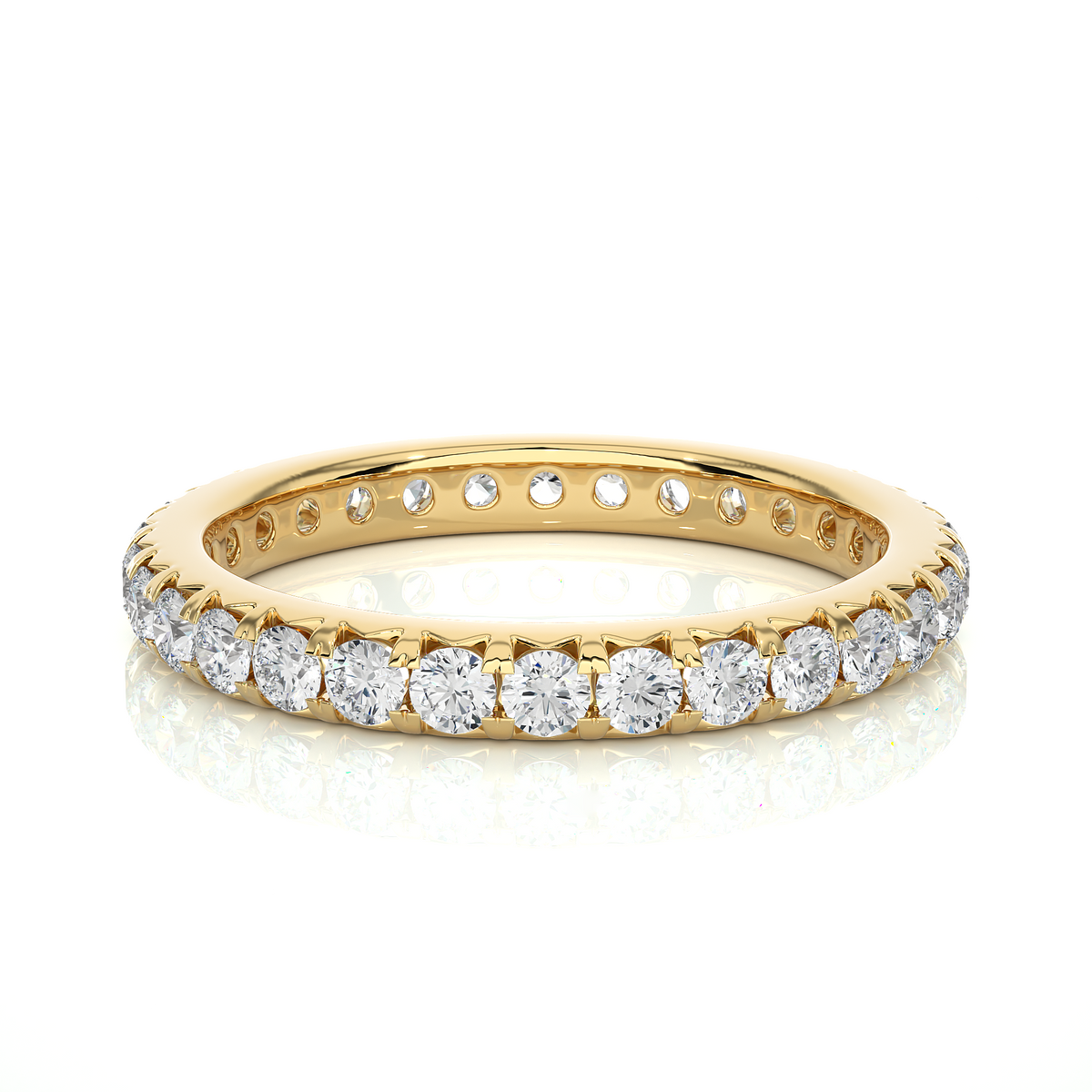 V prong moissanite ring yellow gold
