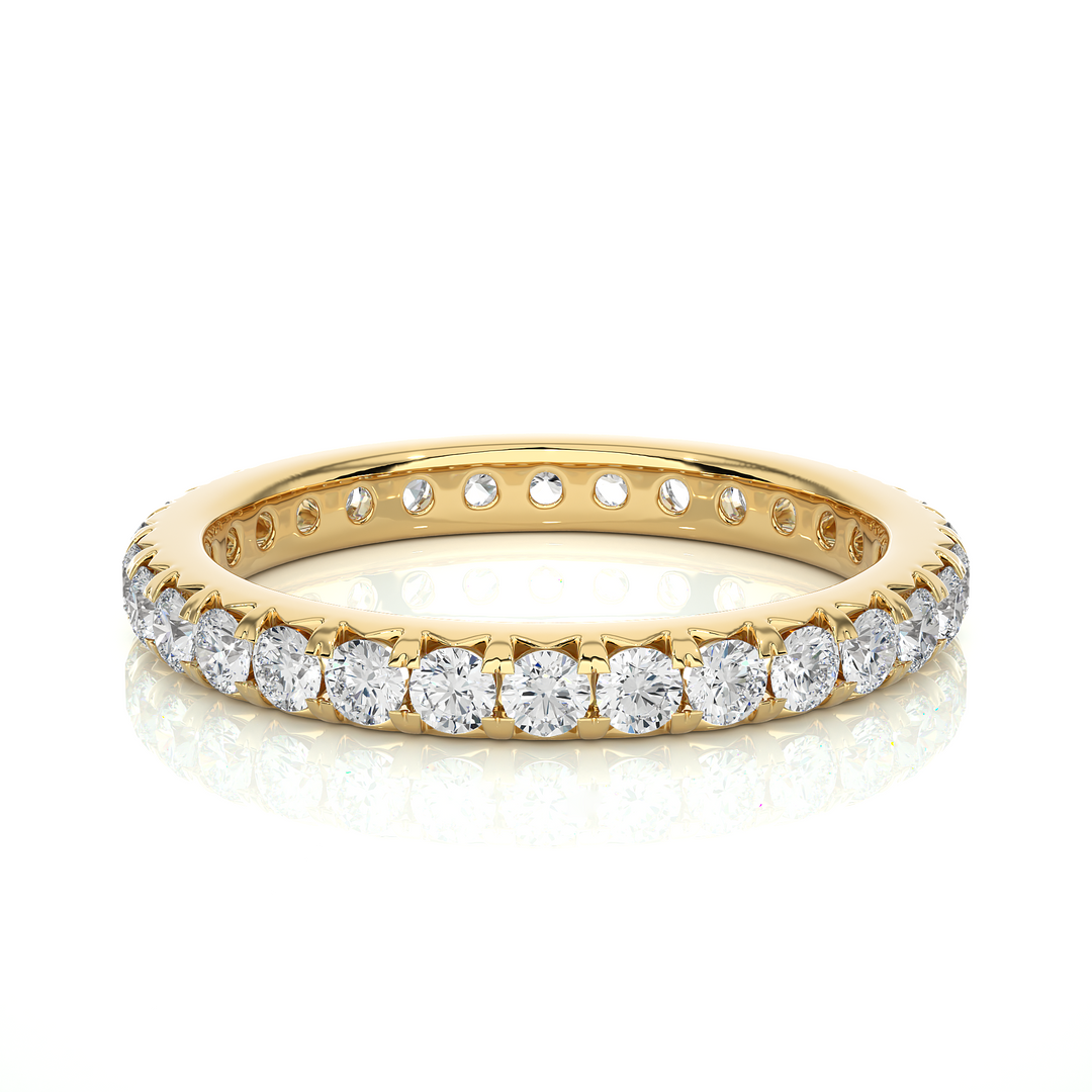 1 Carat Round V-Prong Moissanite Wedding Band in White Gold