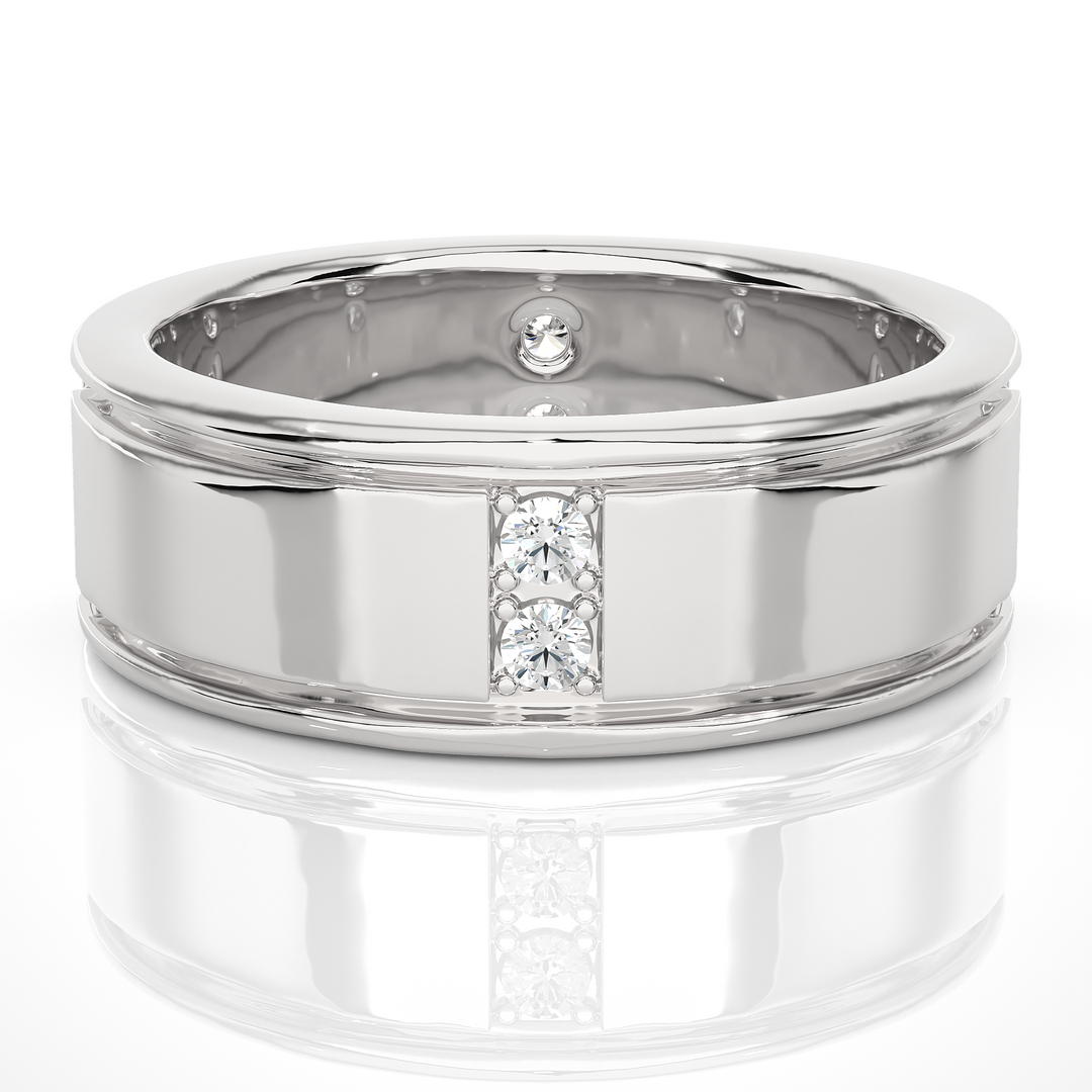 0.50 Carat Round Moissanite Wedding Band in White Gold