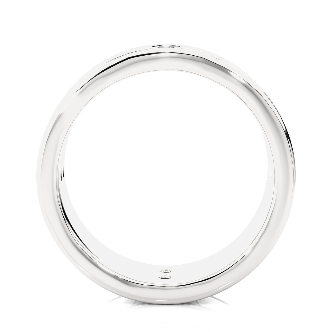 Vertical Round Stone Moissanite Ring white gold