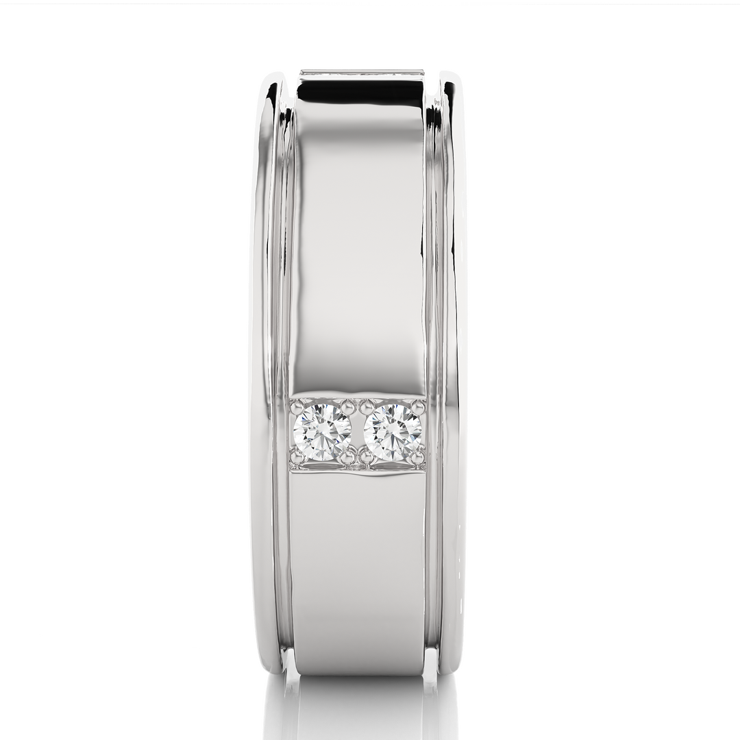 Vertical Round Stone Moissanite Ring silver