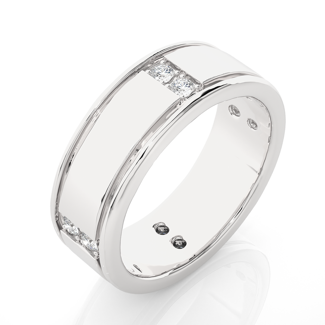 0.50 Carat Round Moissanite Wedding Band in White Gold