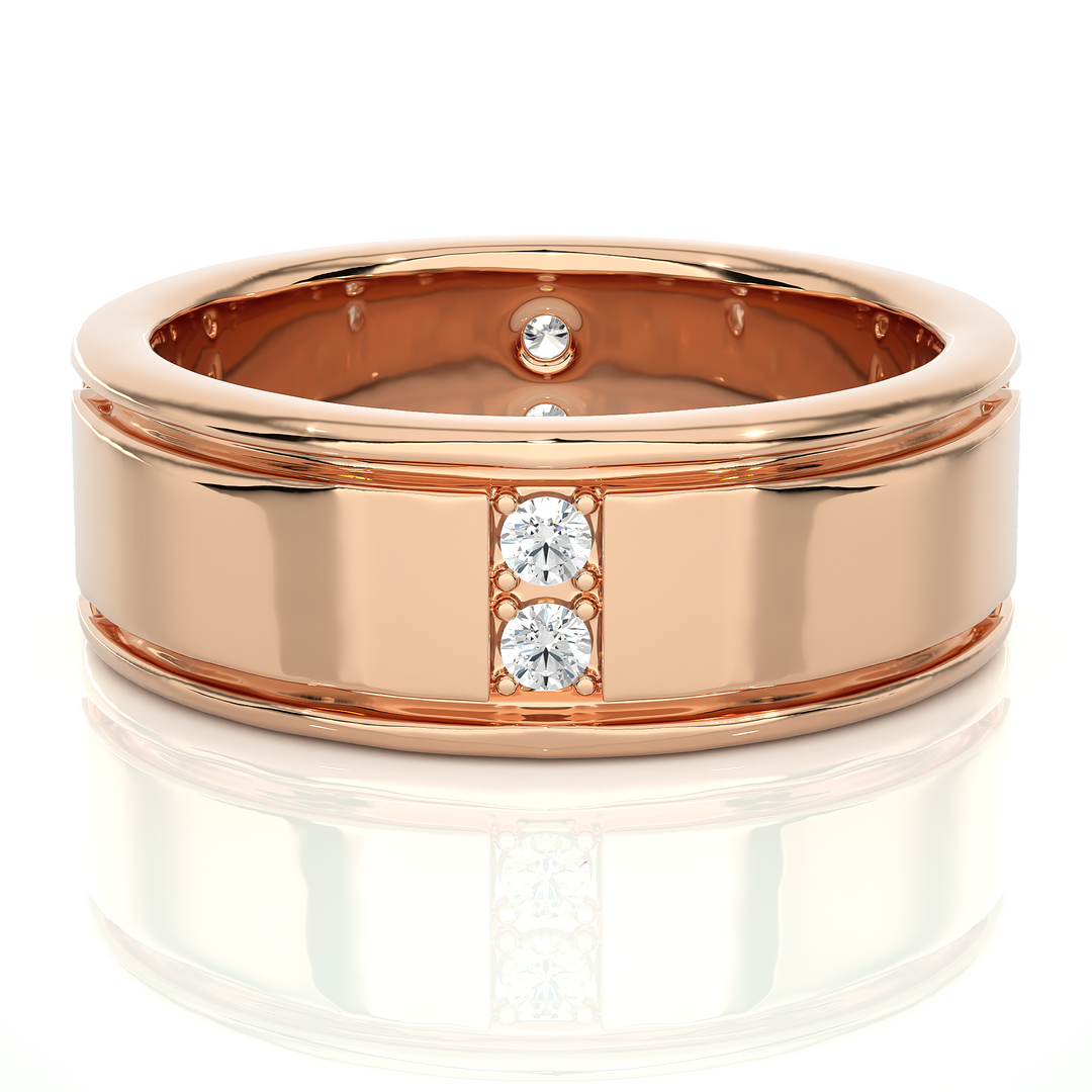 0.50 Ct Bezel Set Moissanite Wedding Band in Yellow Gold