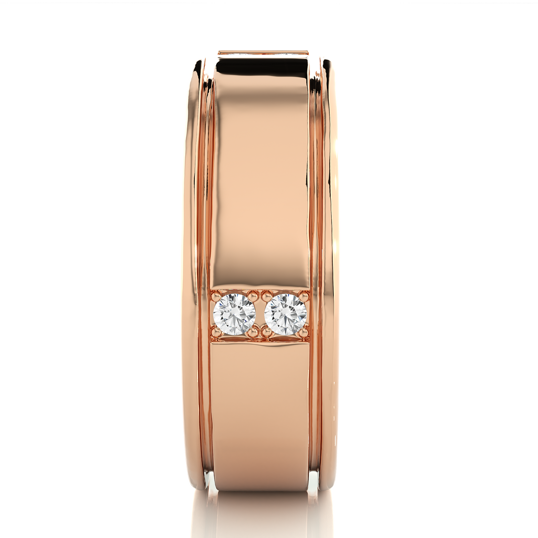 Vertical Round Stone Moissanite Ring rose gold