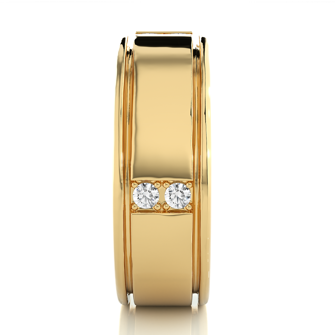 Vertical Round Stone Moissanite Ring yellow gold