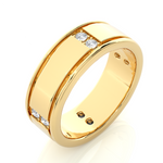 Load image into Gallery viewer, Vertical Round Stone Moissanite Ring yellow gold
