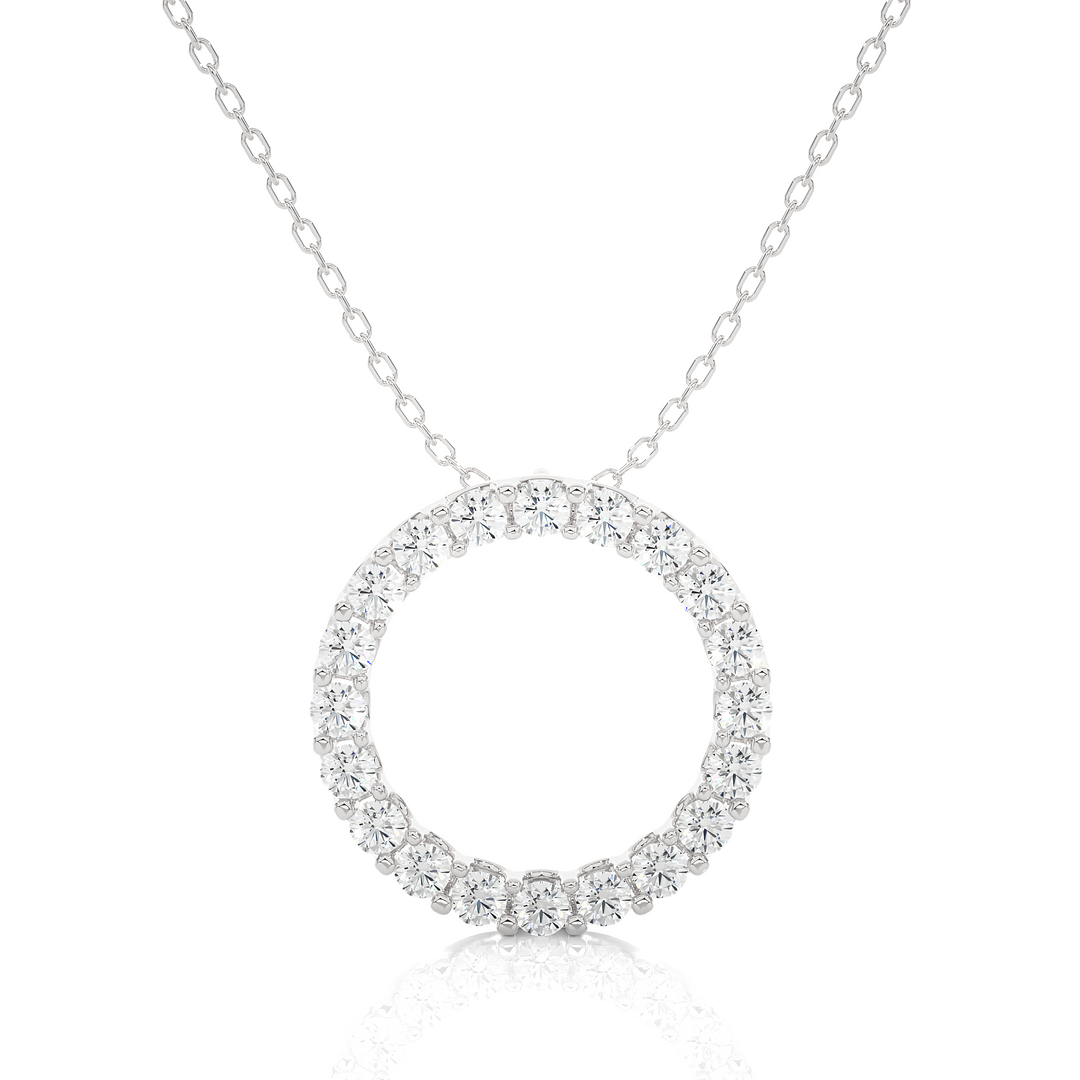 2 Carat Round Moissanite Eternity Pendant In White Gold