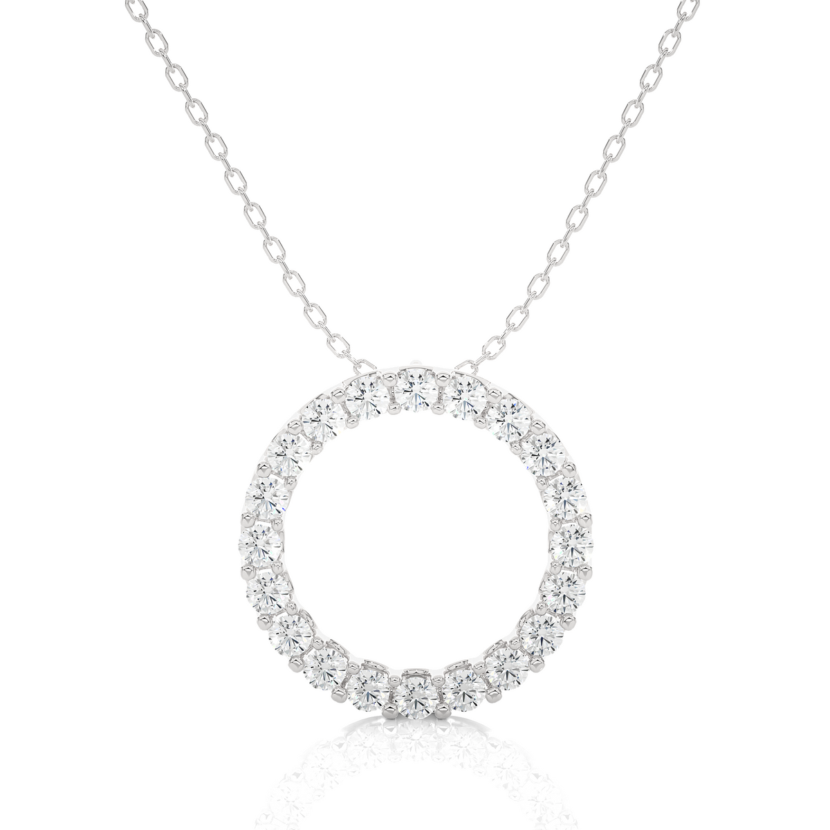 2 carat round moissanite eternity pendant in white gold
