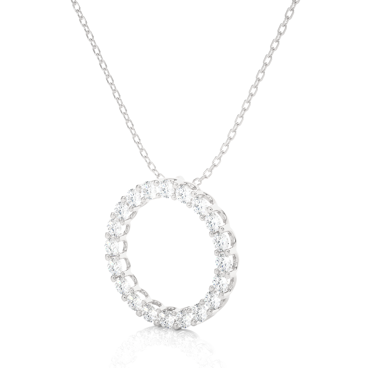 2 carat round moissanite eternity pendant in white gold