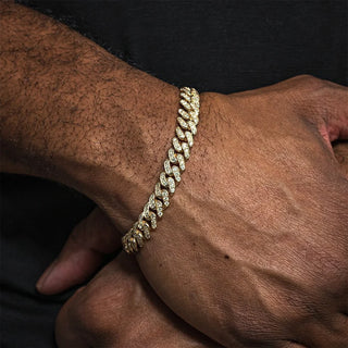5.50ct Cuban Link Hip Hop Bracelet in Yellow Gold
