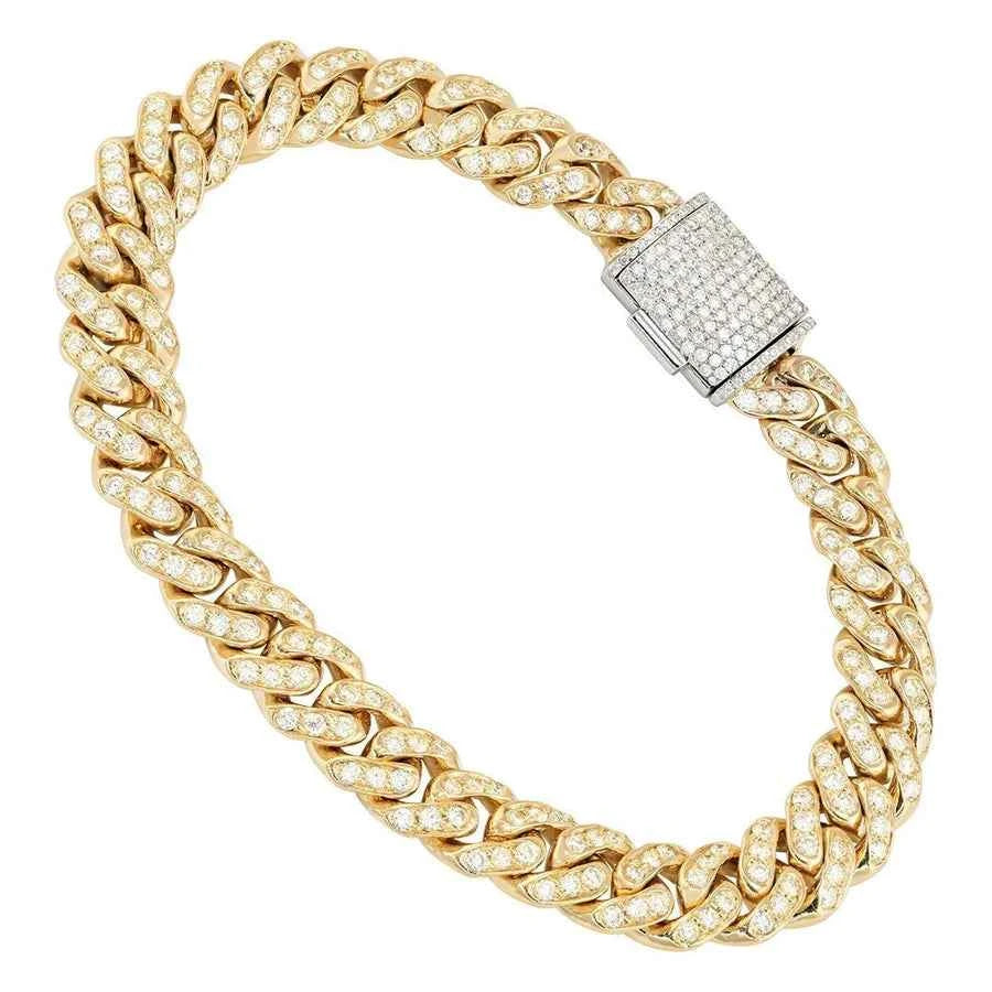 5.50 Carat Round Cut Cuban Link Hip Hop Bracelet in Yellow Gold