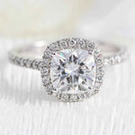 Load image into Gallery viewer, 2.80 Carat Cushion Cut Moissanite Halo Engagement Ring In White Gold
