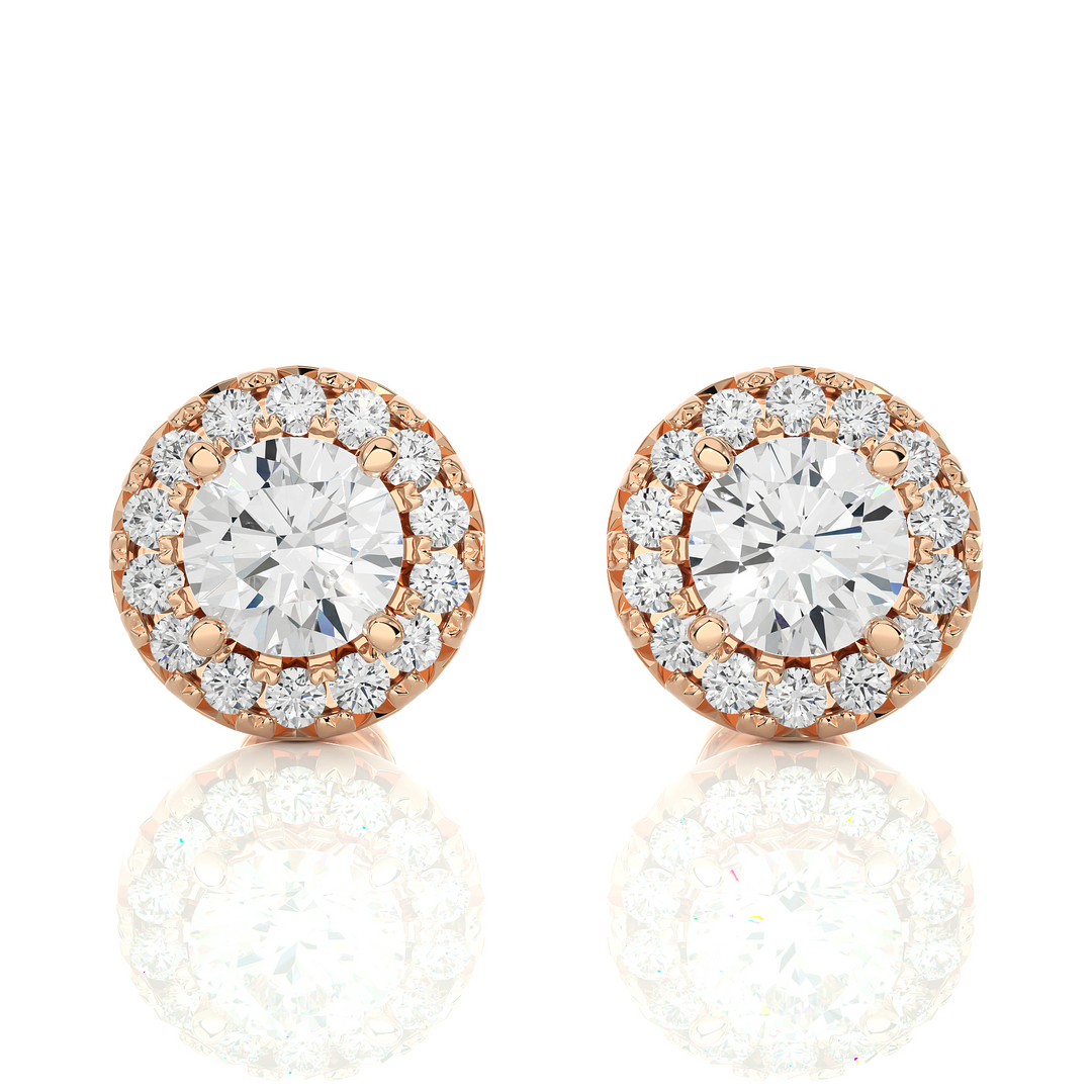 2 Carat Moissanite Halo Push Back Stud Earrings In Silver